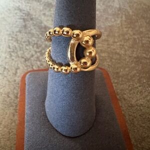 Source Unknown Gold Beaded Ring with Unique Design